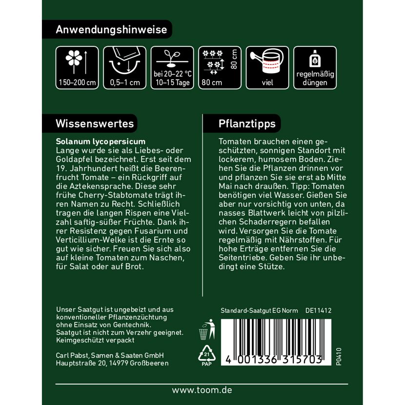 Anleitung zum Anbau von Kirschtomaten "Supersweet"