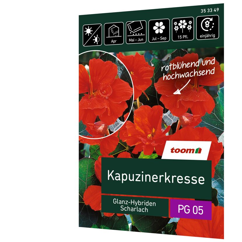 Kapuzinerkresse rotblühend und hochwachsend