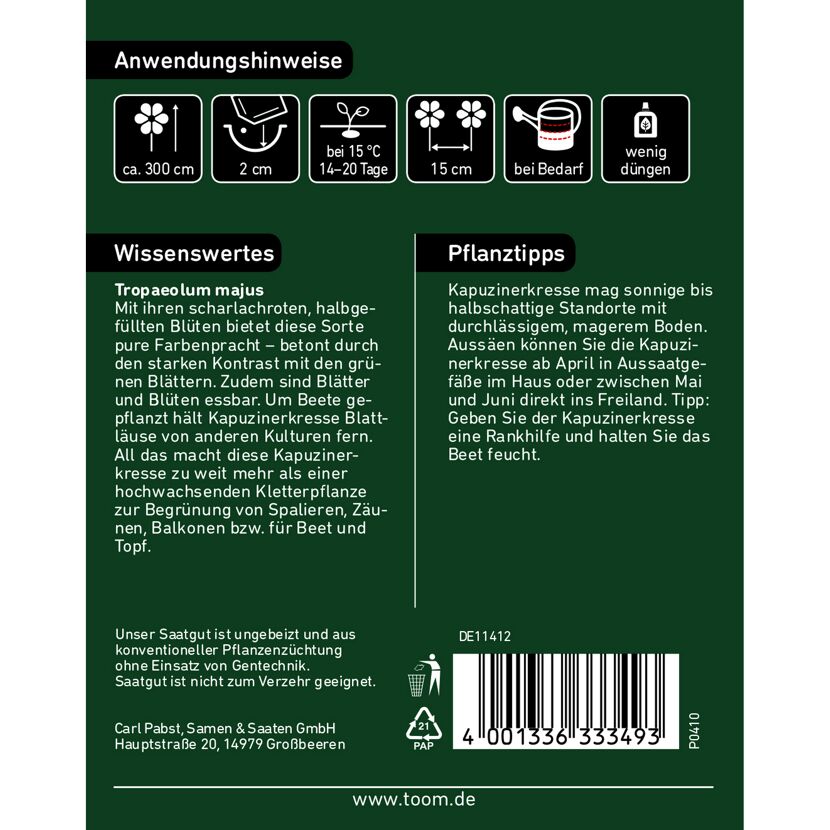 Anleitung für Kapuzinerkresse