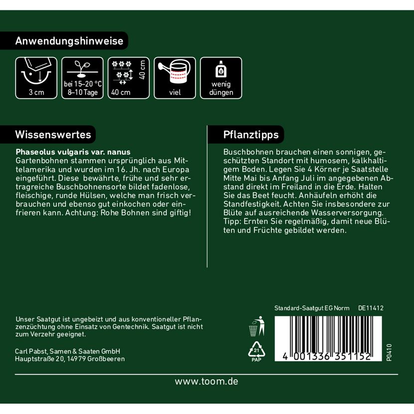 Buschbohnen-Saatgut Tipps zum Anbau