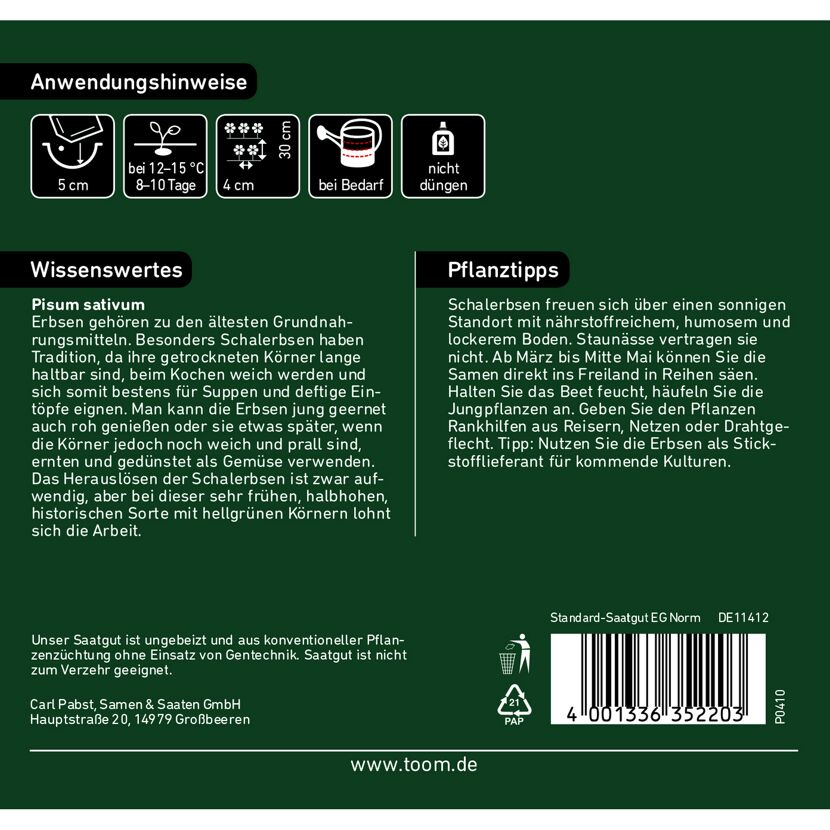 Anleitung zum Anbau von Schalerbsen