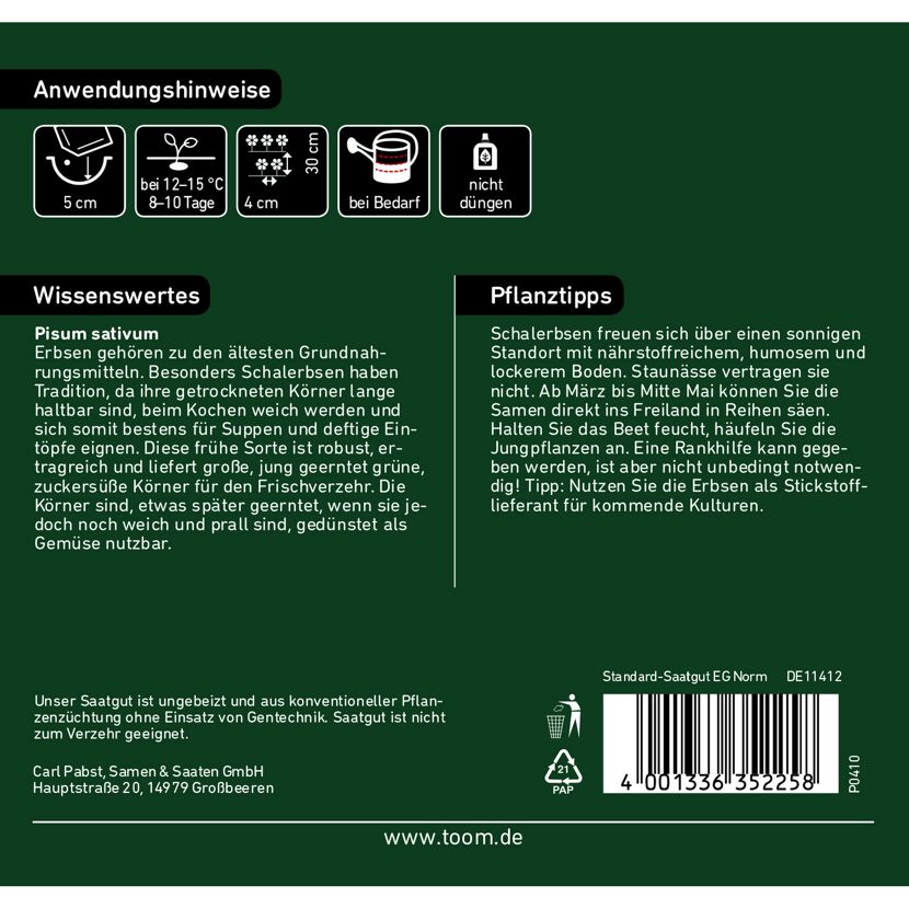 Anleitung zum Anbau von Schalerbsen