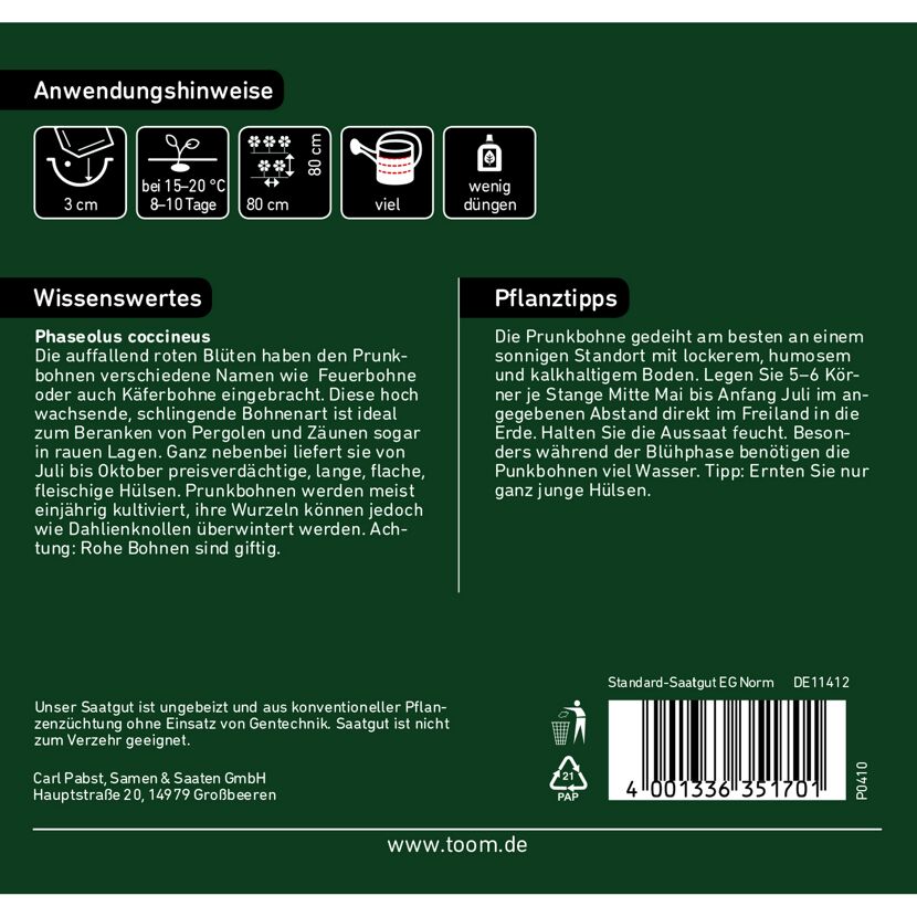 Anleitung für Prunkbohnen