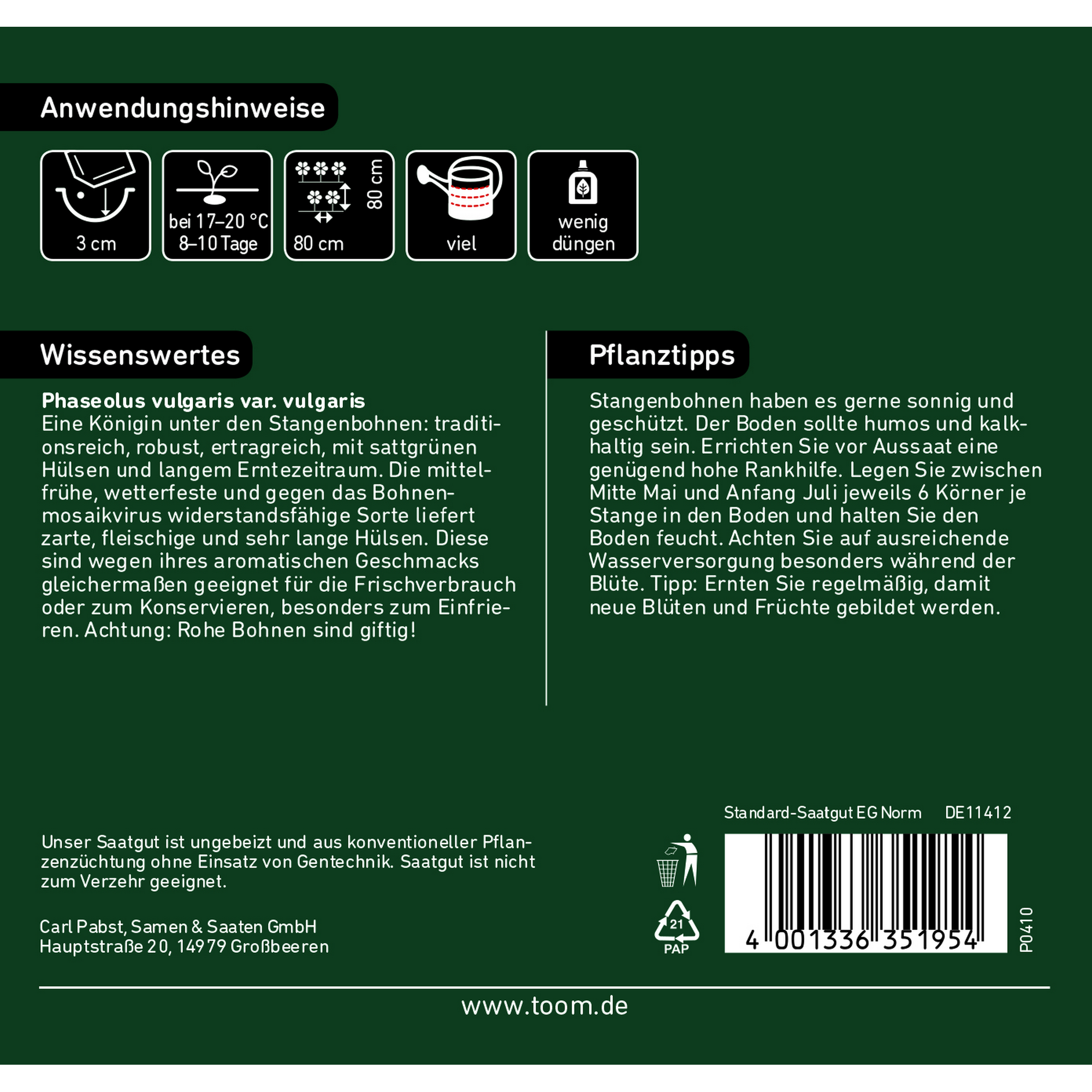 Stangenbohne 'Neckarkönigin' + product picture