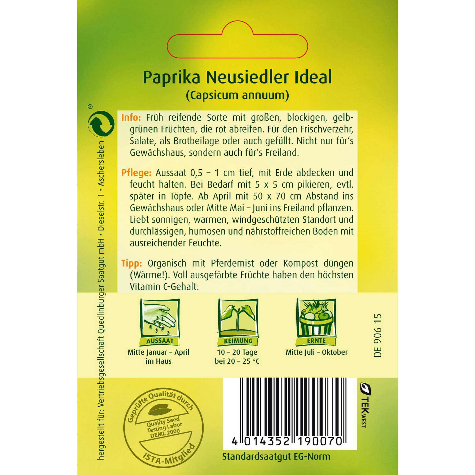 Paprika 'Neusiedler Ideal' + product picture