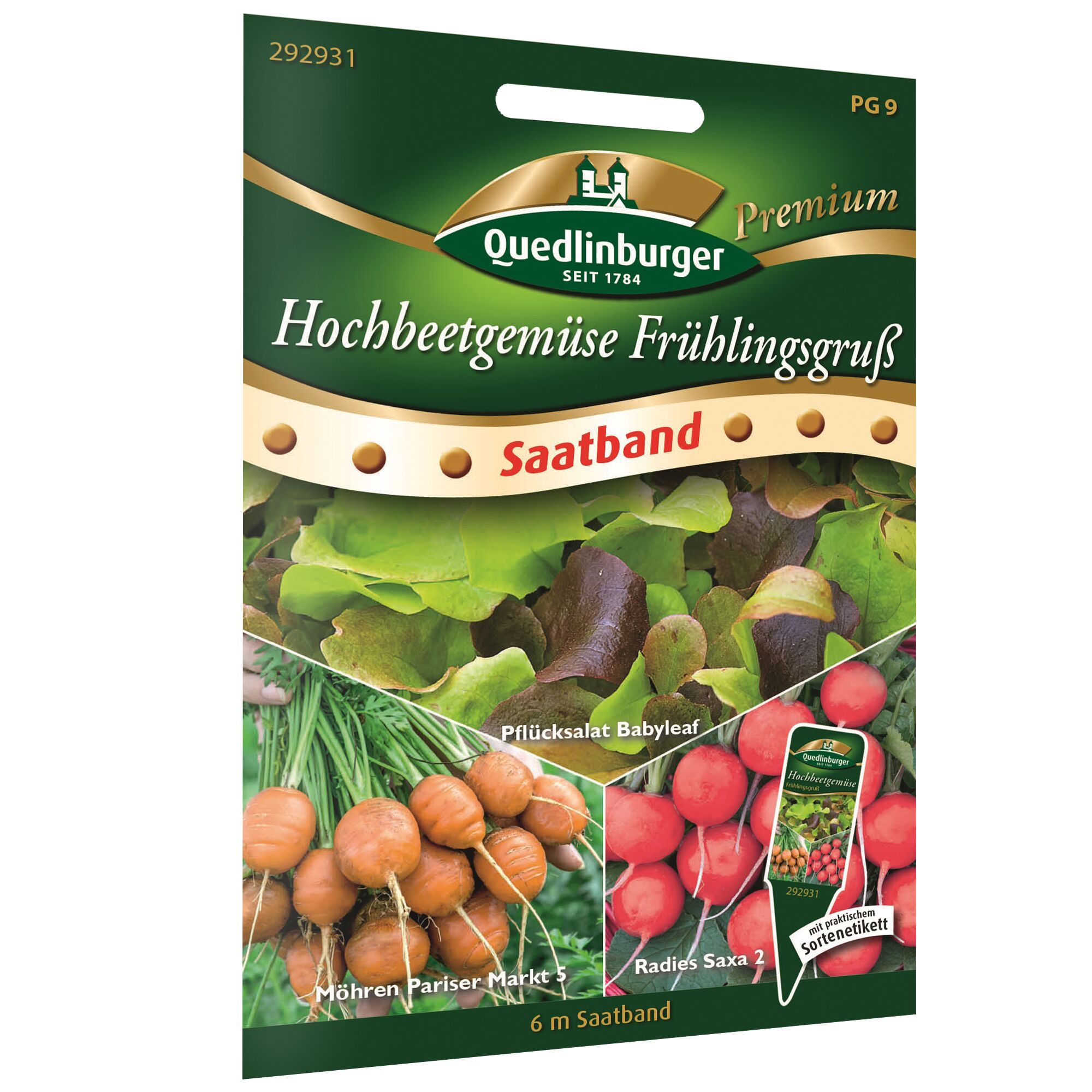 Quedlinburger Saatband für Hochbeetgemüse Frühlingsgruß, 6 m