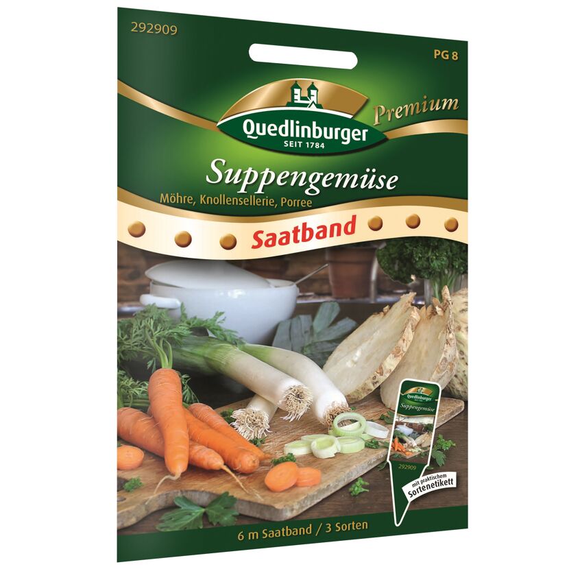 Suppengemüse 'Möhre, Knollensellerie, Porree' Saatband