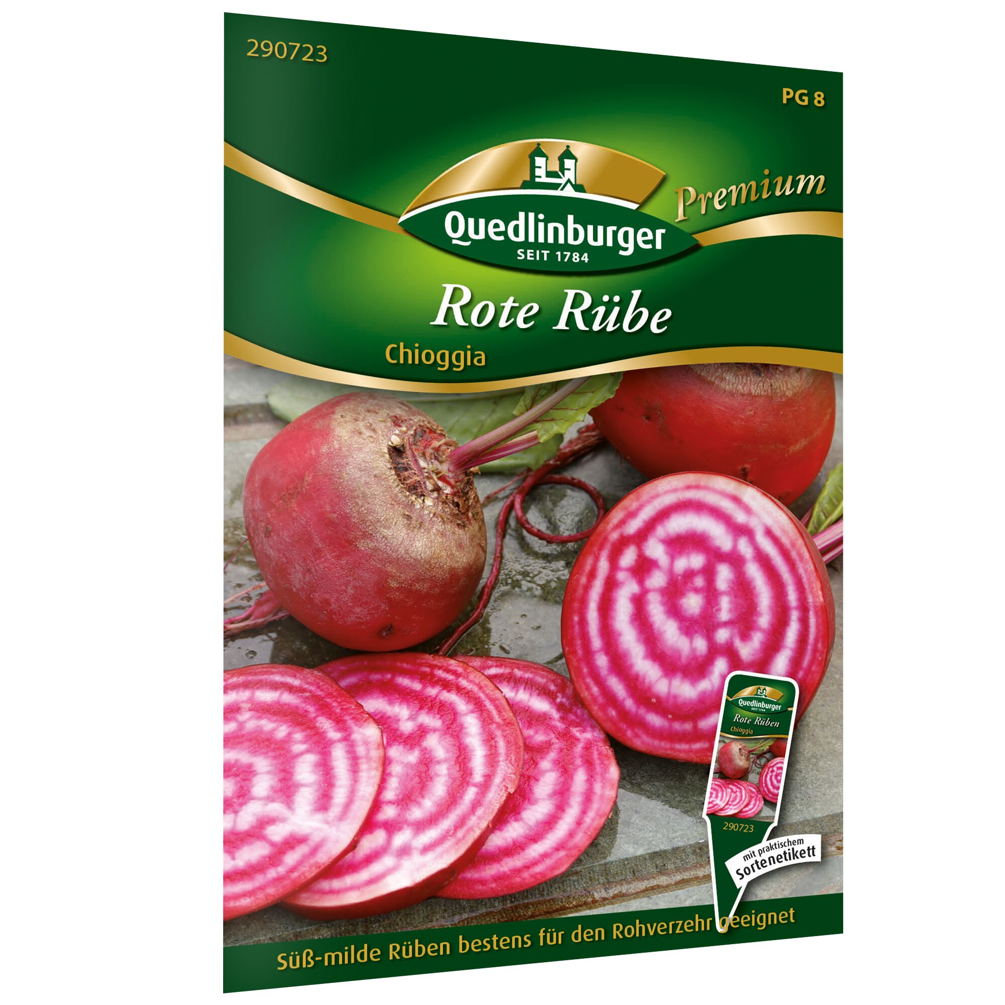 Quedlinburger Rote Rübe Chioggia, ganz und in Scheiben
