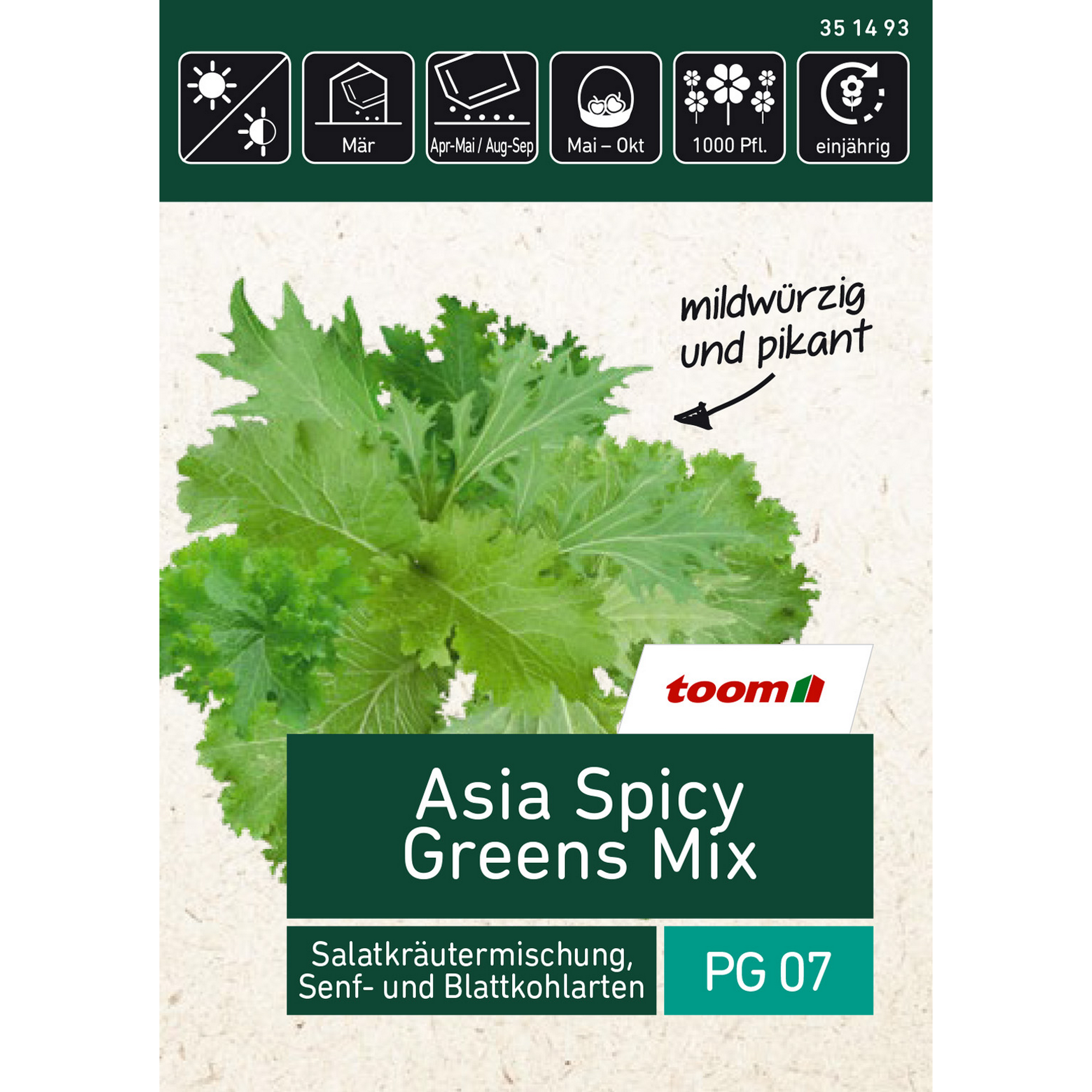 Asia Spicy Greens Mix Salatkräutermischung, Senf- und Blattkohlarten + product picture