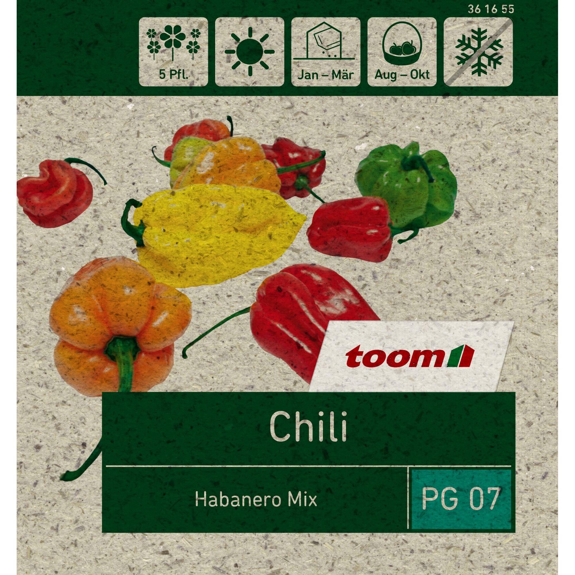 Chilischoten Habanero Mix rot, gelb, orange und grün