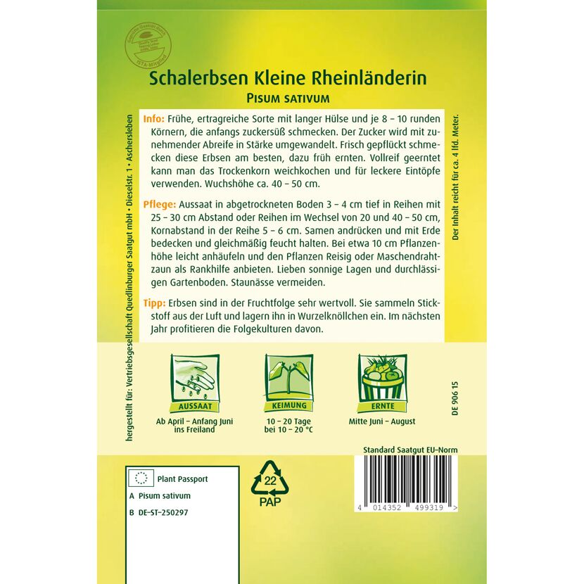 Schalerbsen 'Kleine Rheinländerin'