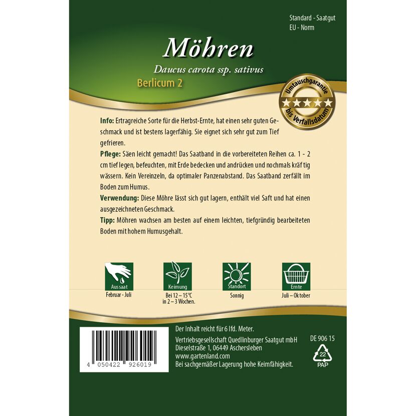 Möhren 'Berlicum 2' Saatband