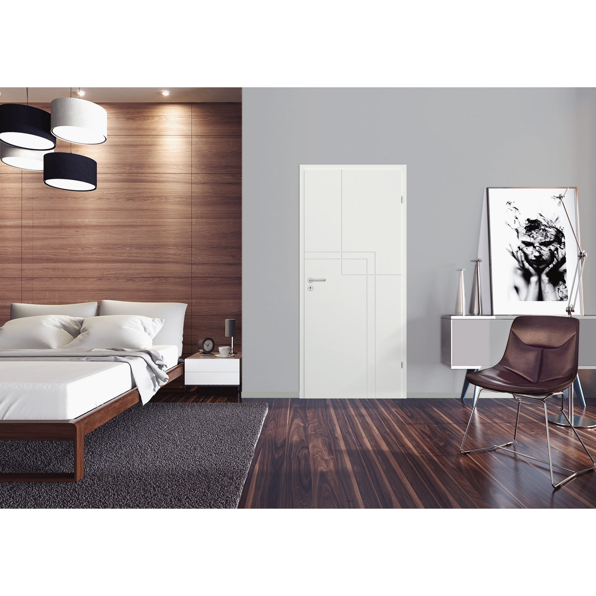 Innentür 'Modern M2' weiß 198,5 x 98,5 cm, Rechtsanschlag