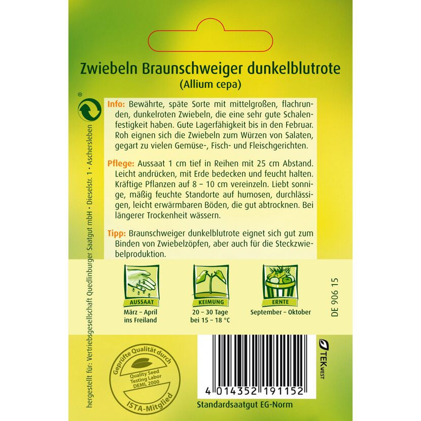 Braunschweiger Dunkelblutrote Zwiebeln Saatgut