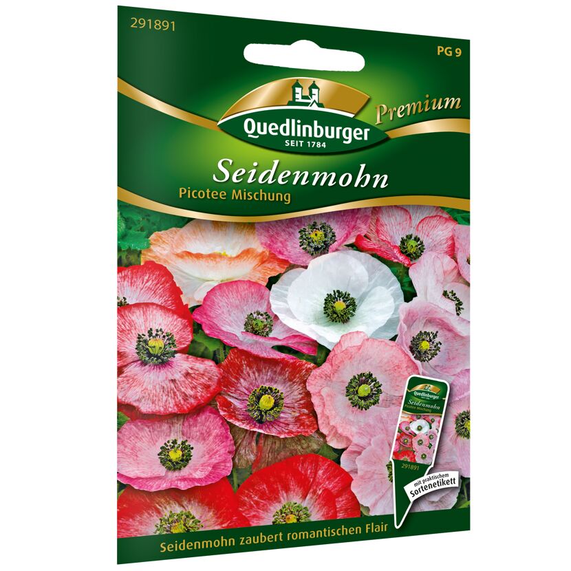Samenpackung Quedlinburger Seidenmohn Picotee Mischung