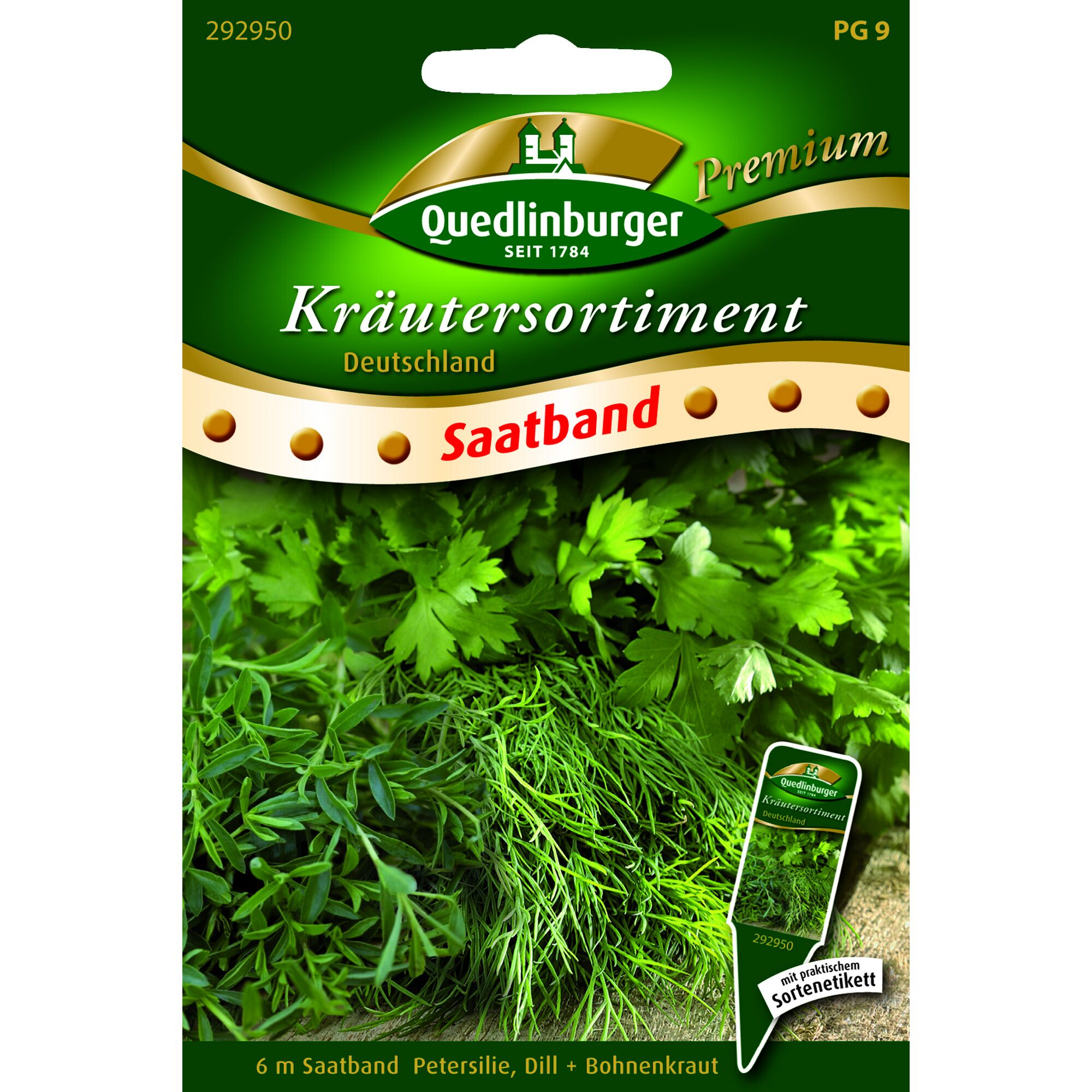Quedlinburger Kräutersortiment Saatband Petersilie Dill Bohnenkraut