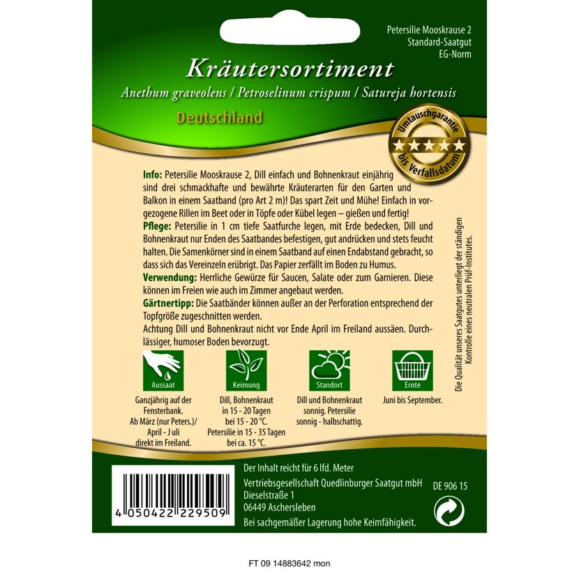 Kräutersortiment Petersilie, Dill, Bohnenkraut
