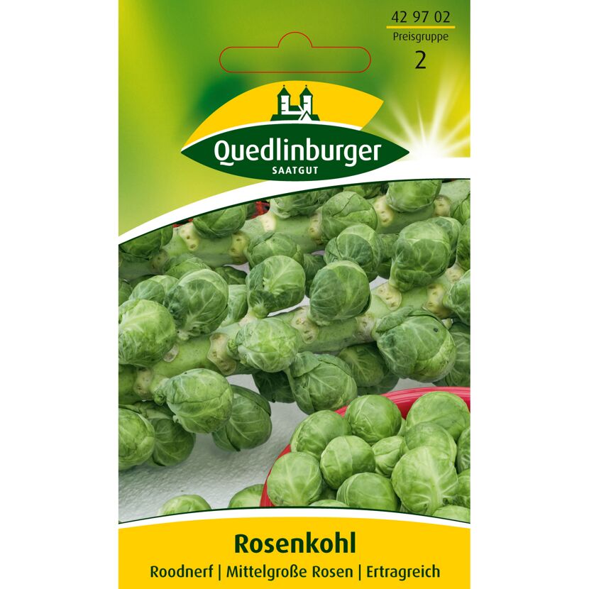 Rosenkohl Roodnerf auf einem Saatgut-Päckchen von Quedlinburger