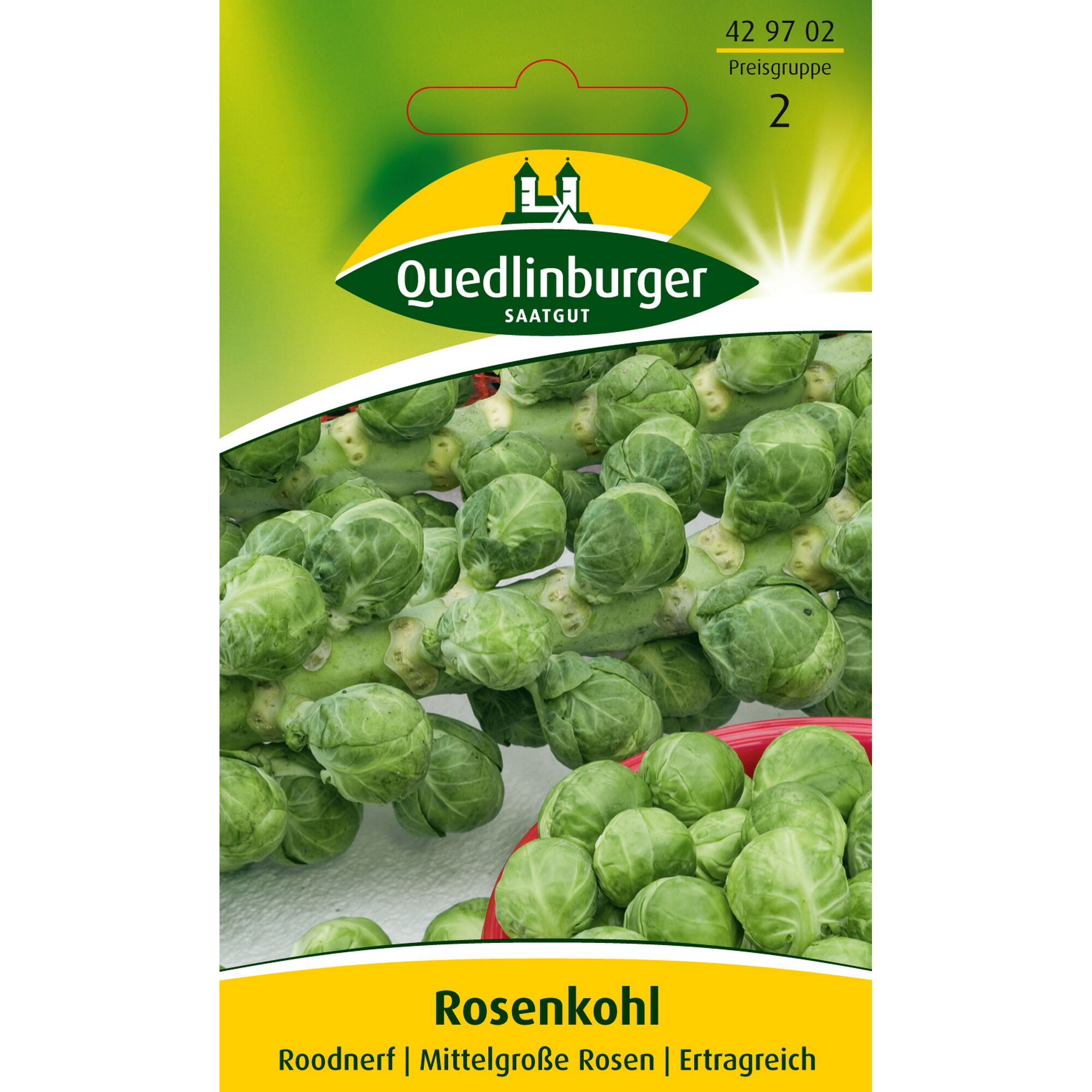 Rosenkohl Roodnerf auf einem Saatgut-Päckchen von Quedlinburger