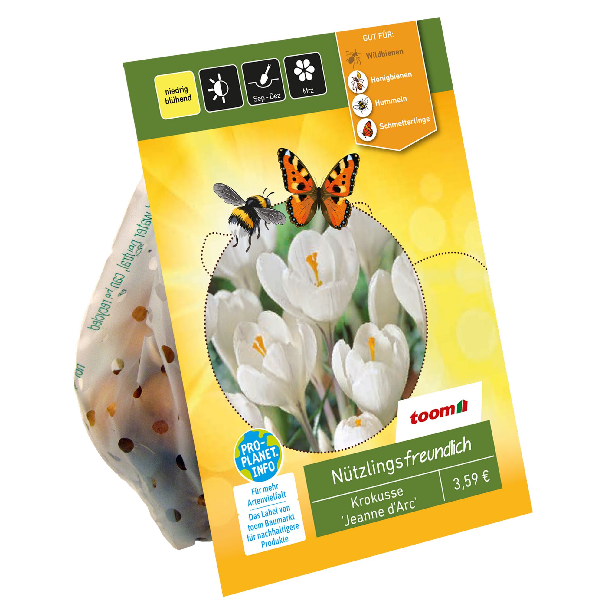 Verpackung der Krokusse 'Jeanne d'Arc'