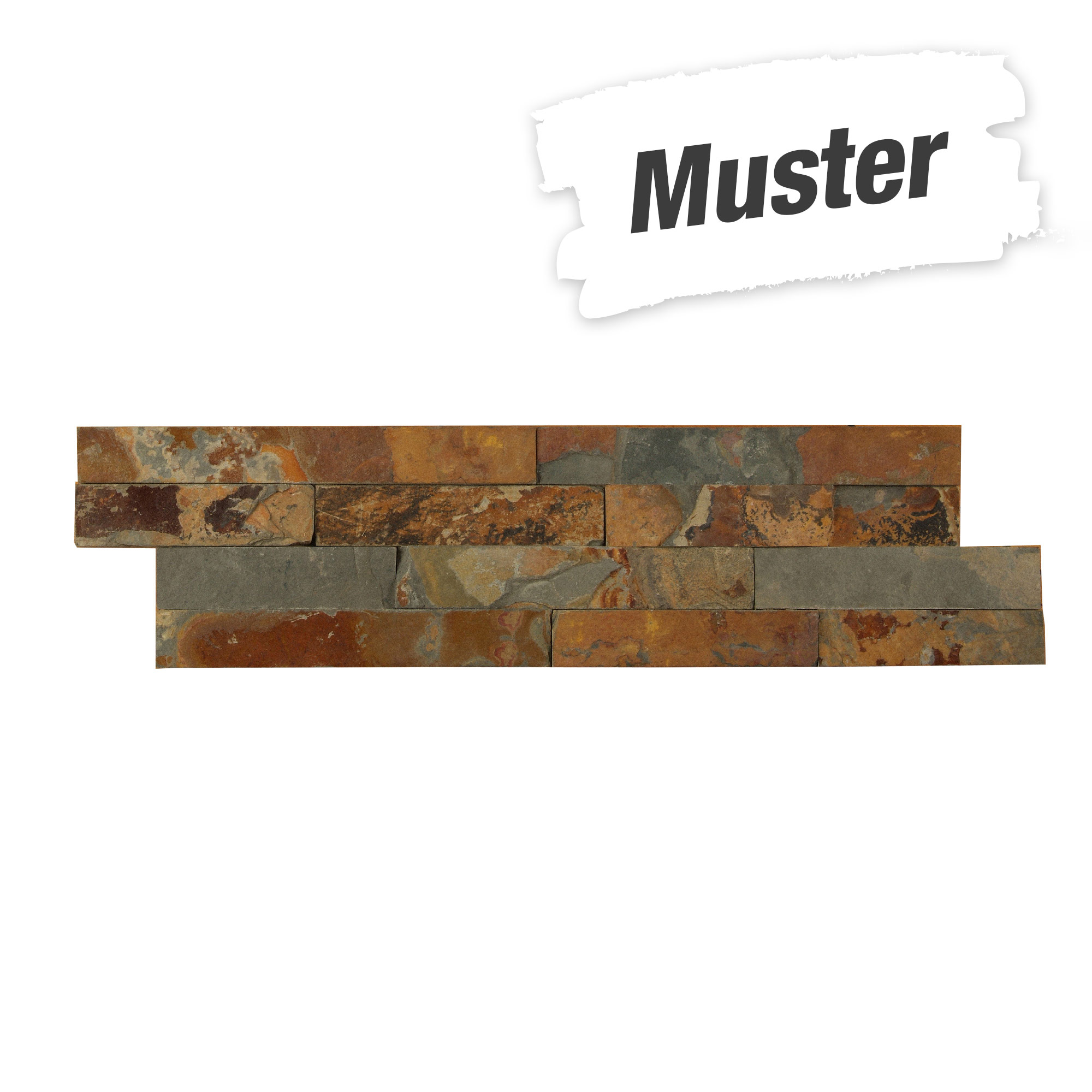 Muster zur Wandfliese 'Brickstone' Naturstein rot-braun 15 x 55 cm + product picture
