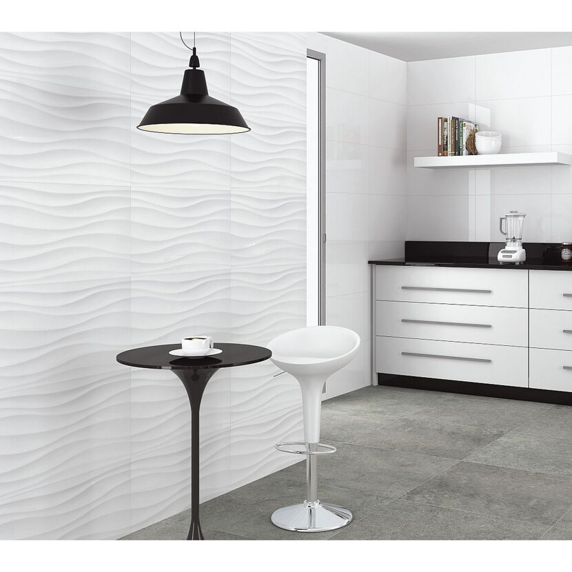 Wandfliese 'Atrium' Steingut weiß mate blanco 33,3 x 55 cm