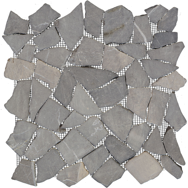 Bild von Mosaikfliese 'Bruch' Naturstein schwarz 28 x 28 cm