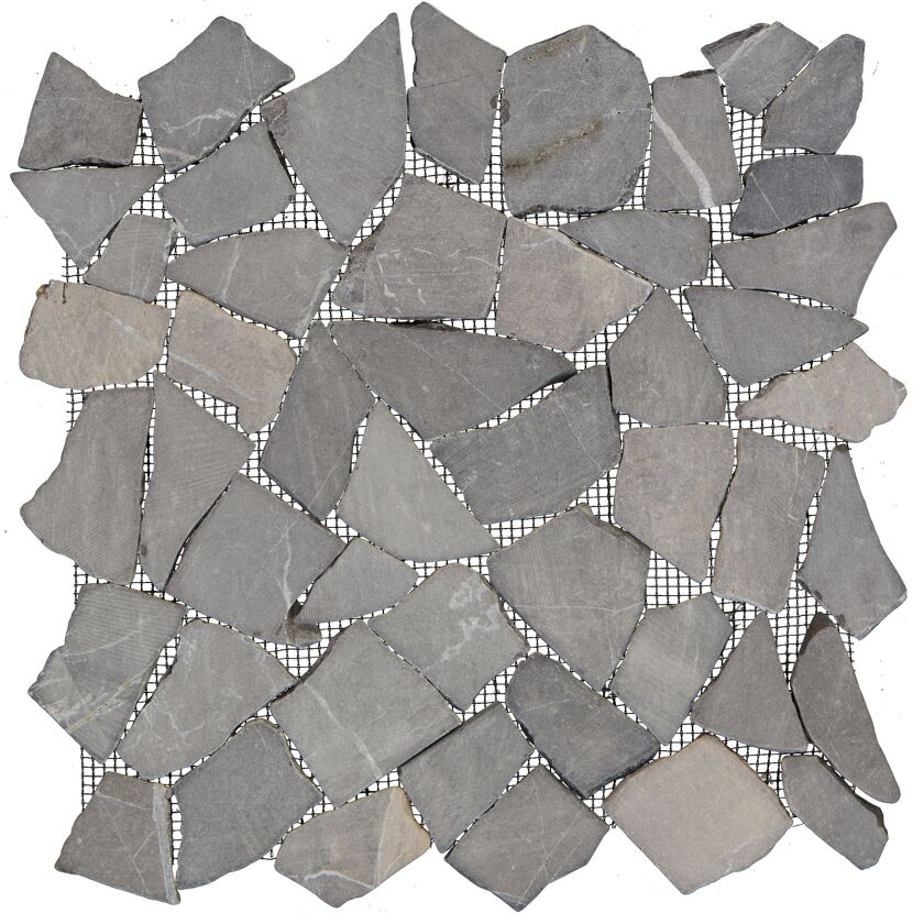 Mosaikfliese 'Bruch' Naturstein schwarz 28 x 28 cm