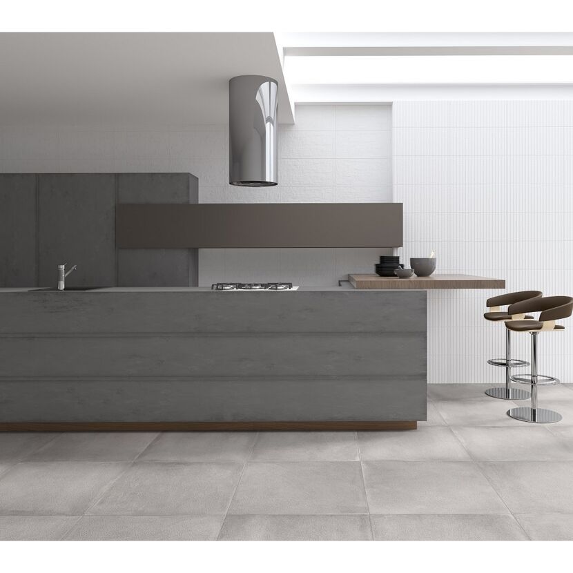 Wandfliese 'Look Concret' Steingut weiß 30 x 60 cm