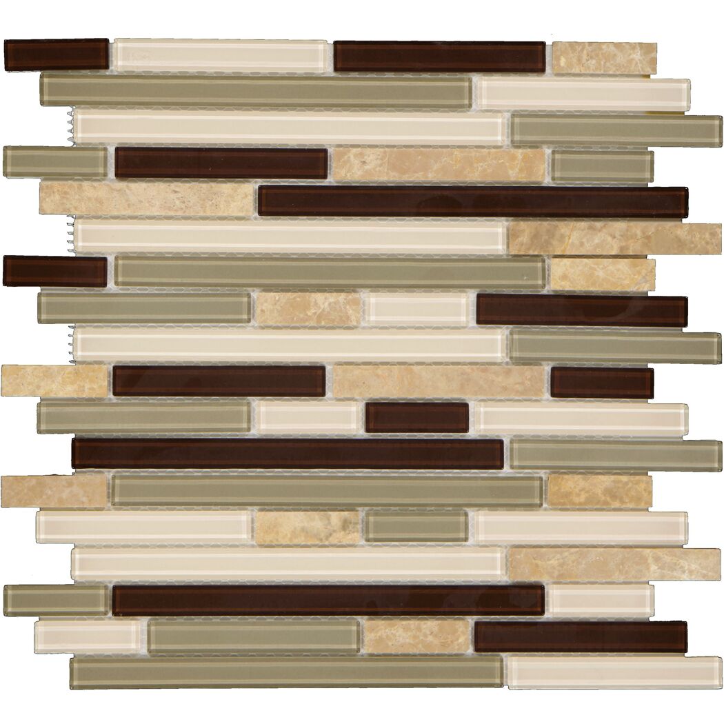 Mosaikfliese 'Easyglue' selbstklebend Glas/Naturstein beige matt, 30,5 x 30,5 cm