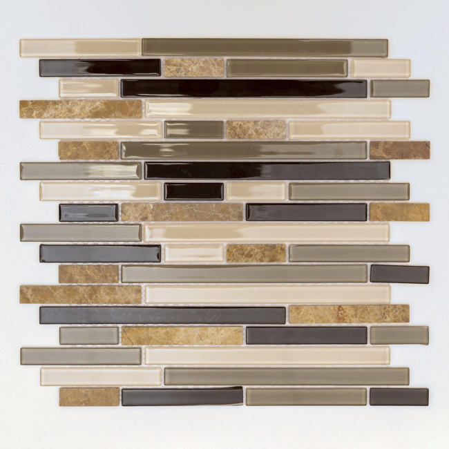 Bild von Mosaikfliese 'Easyglue' selbstklebend Glas/Naturstein beige matt, 30,5 x 30,5 cm