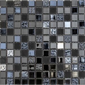 Mosaikfliese 'Easyglue' selbstklebend Glas schwarz 30 x 30 cm