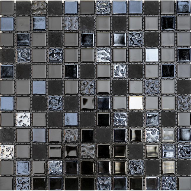 Bild von Mosaikfliese 'Easyglue' selbstklebend Glas schwarz 30 x 30 cm