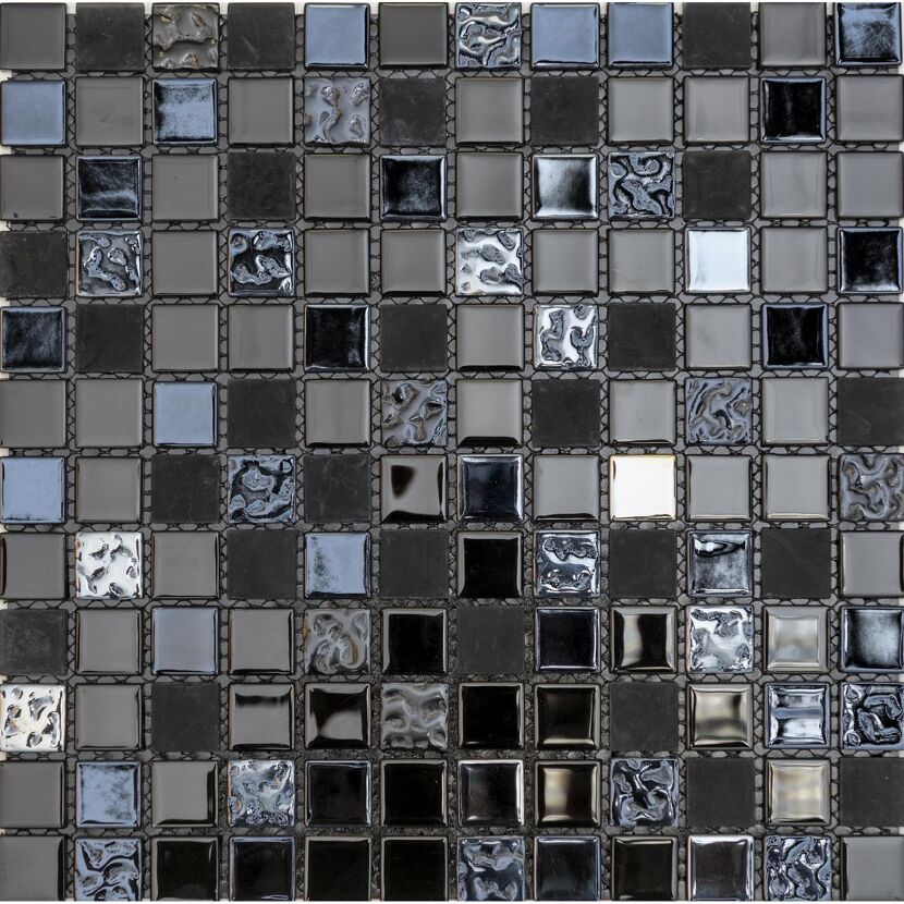 Schwarze Mosaikfliesen MO Easyglue Würfel