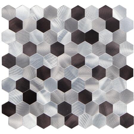 4. Bild von Mosaikfliese 'Easyglue' selbstklebend Aluminium silberfarben 28 x 29 cm