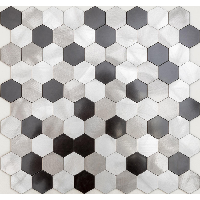 Bild von Mosaikfliese 'Easyglue' selbstklebend Aluminium silberfarben 28 x 29 cm