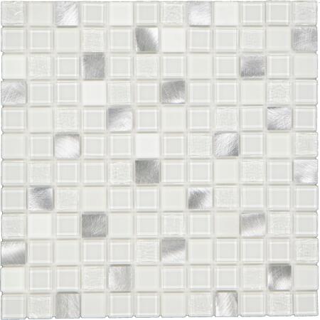 4. Bild von Mosaikfliese 'Easyglue' selbstklebend Glas aluminiumfarben/weiß 30 x 30 cm