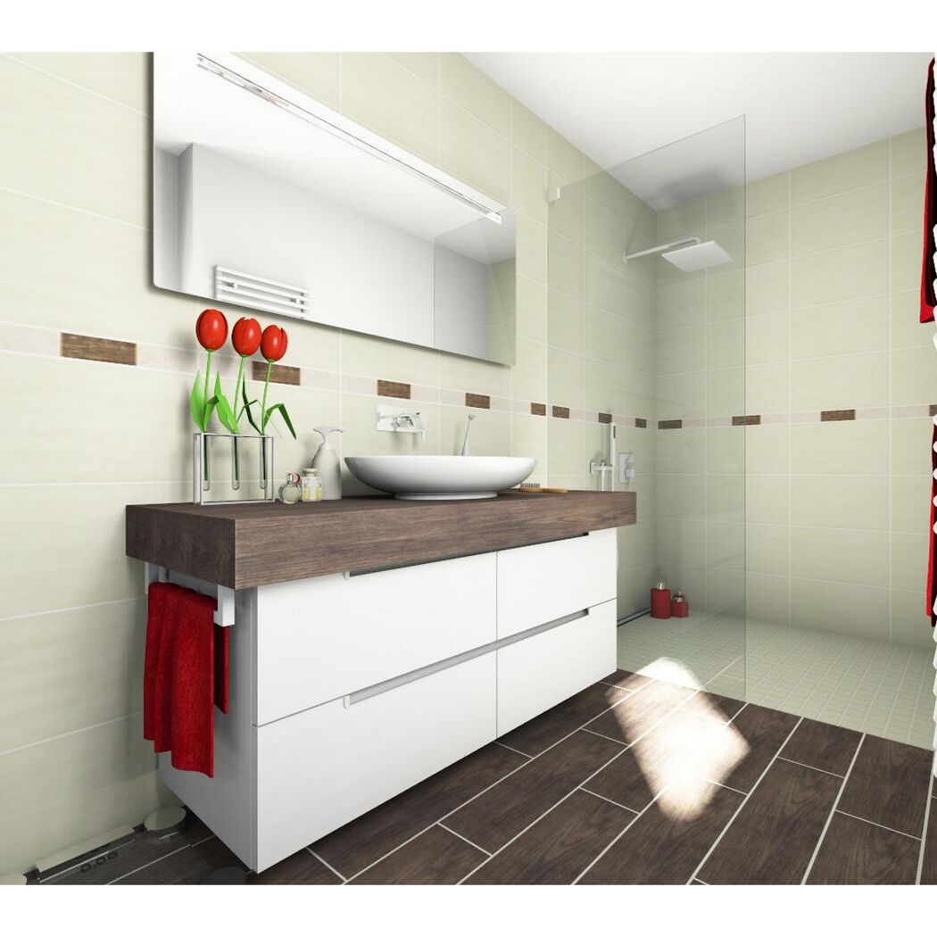 Modernes Badezimmer mit Waschbecken und Dusche