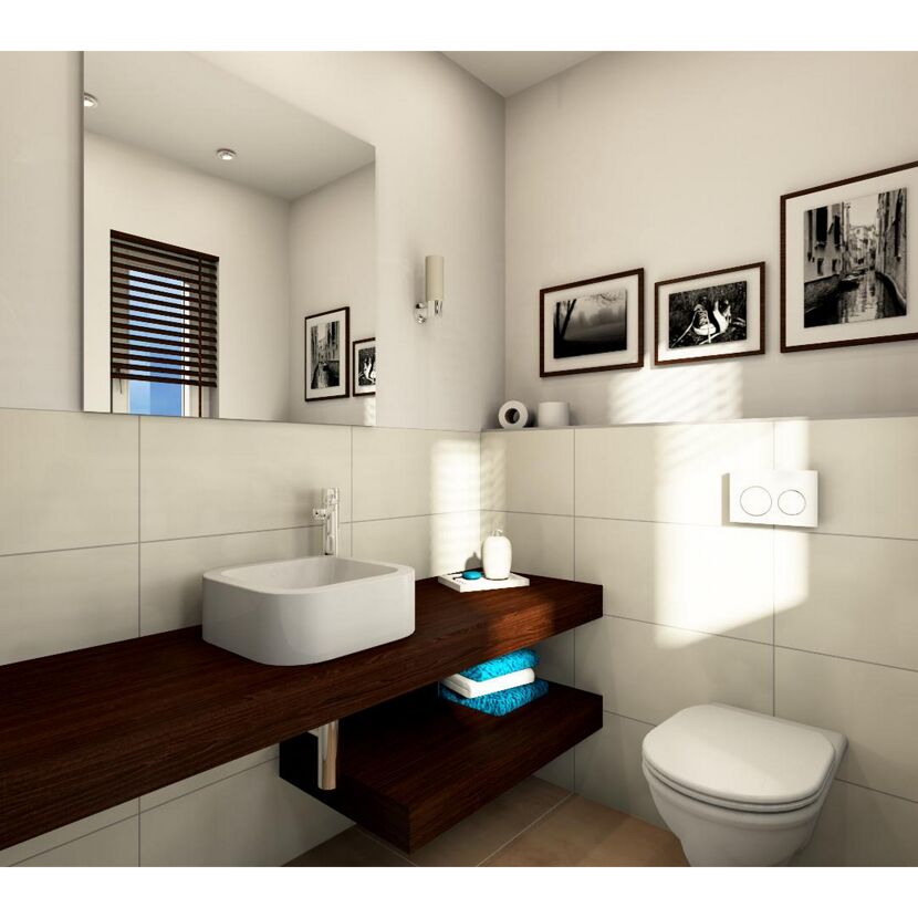 Modernes Badezimmer mit Waschbecken und Toilette