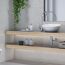 Badezimmer mit Waschbecken und Fliesen Ella Grau matt