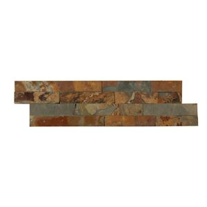 Wandfliese 'Brickstone' Naturstein braun/grau 15 x 55 cm