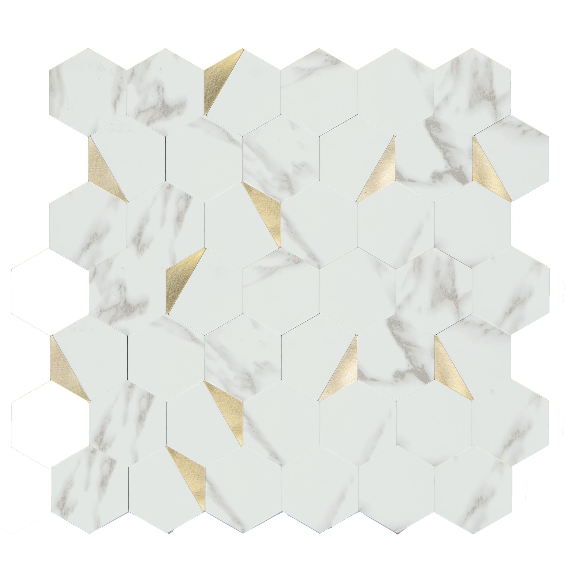 Mosaikfliese 'Easyglue' selbstklebend weiß/gold Kunststoff 29 x 29 cm + product picture