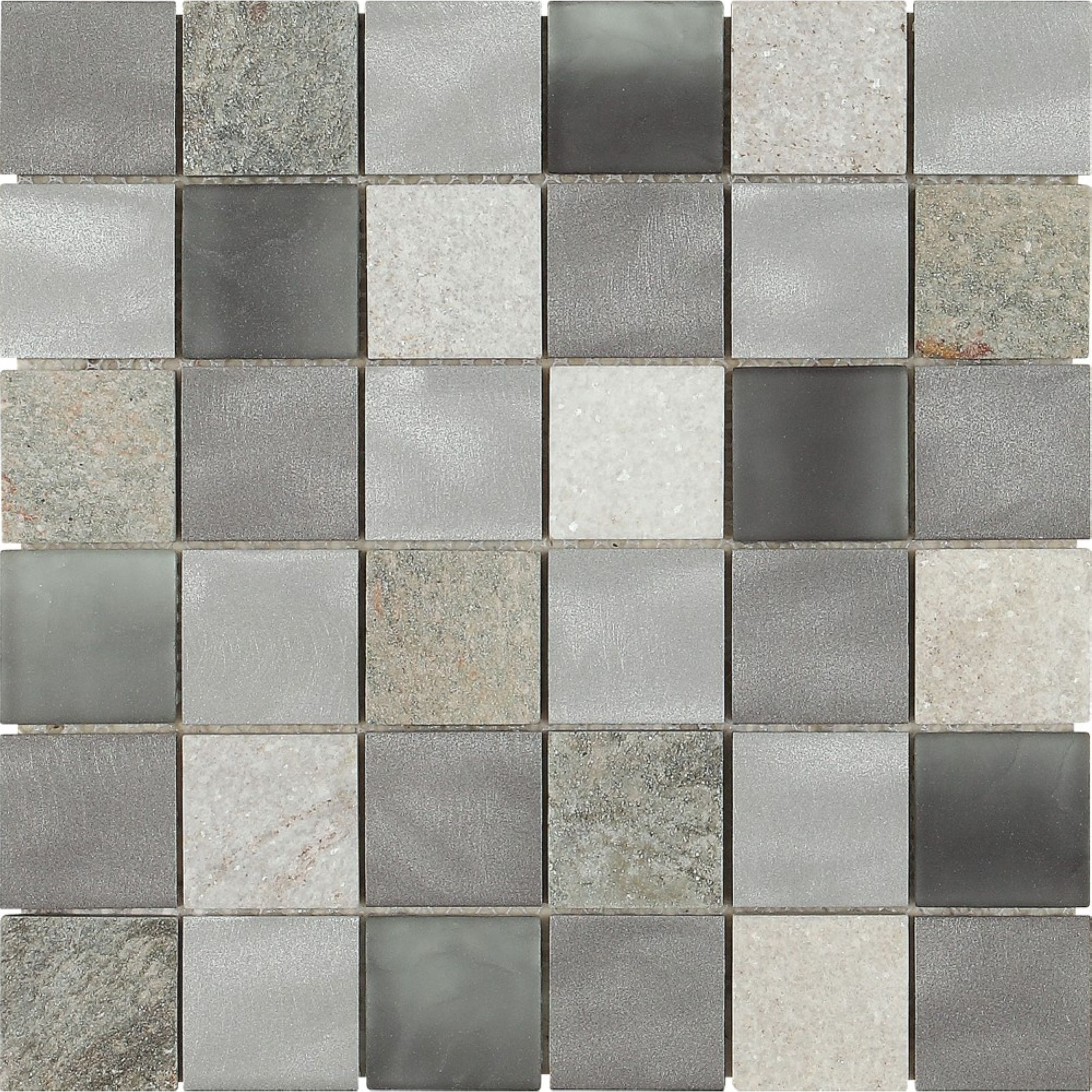 Mosaikfliese 'Magma' Glas, Metall, Naturstein grau matt 29,8 x 29,8 cm + product picture