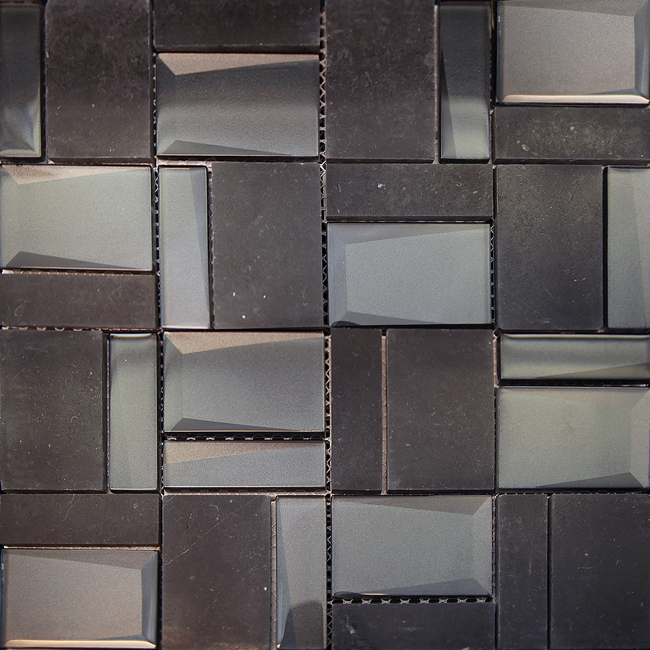 Bild von Mosaikfliese 'Eos' schwarz 30 x 30 cm