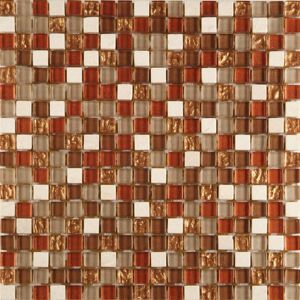 Mosaikfliese 'Butzi' Materialmix bronze-kupfer 30 x 30 cm