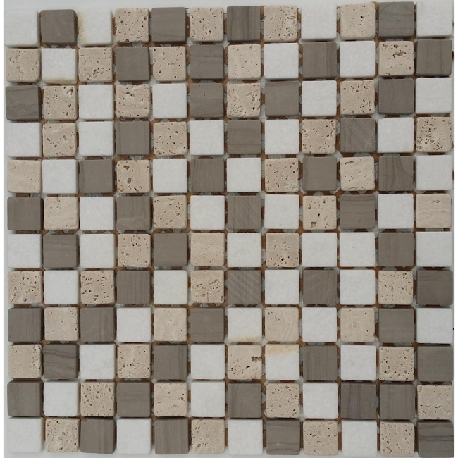 Bild von Mosaikfliese 'Athens' Naturstein beige grau blend 30 x 30 cm