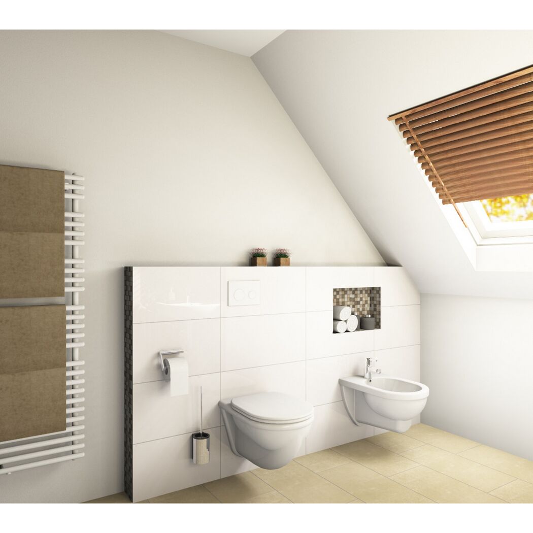 Hängendes WC und Bidet in einem modernen Badezimmer.