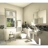 Modernes Badezimmer mit Toilette, Dusche und Waschbecken
