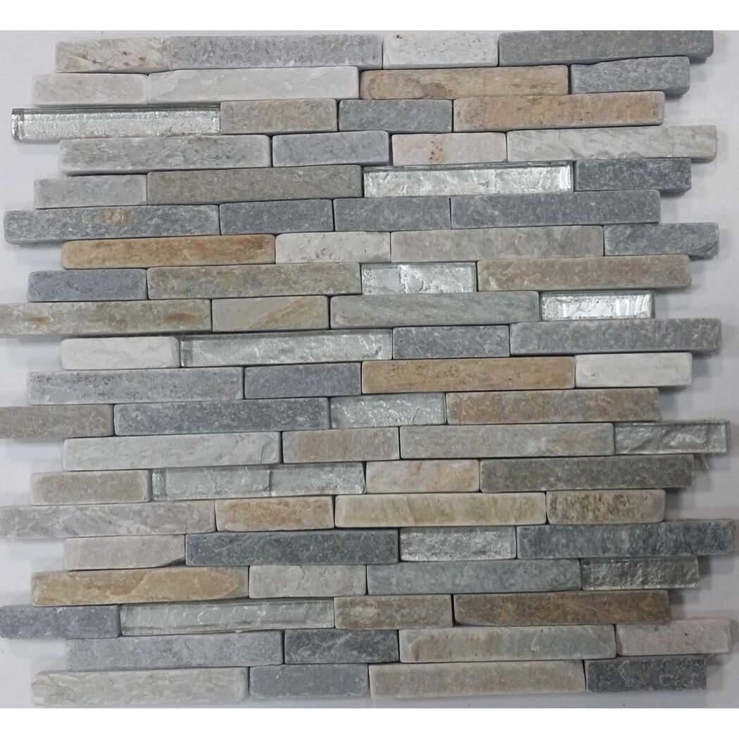 Mosaikfliese 'Harvest Moon' Glas/Naturstein grau/beige/braun 30,5 x 30,5 cm