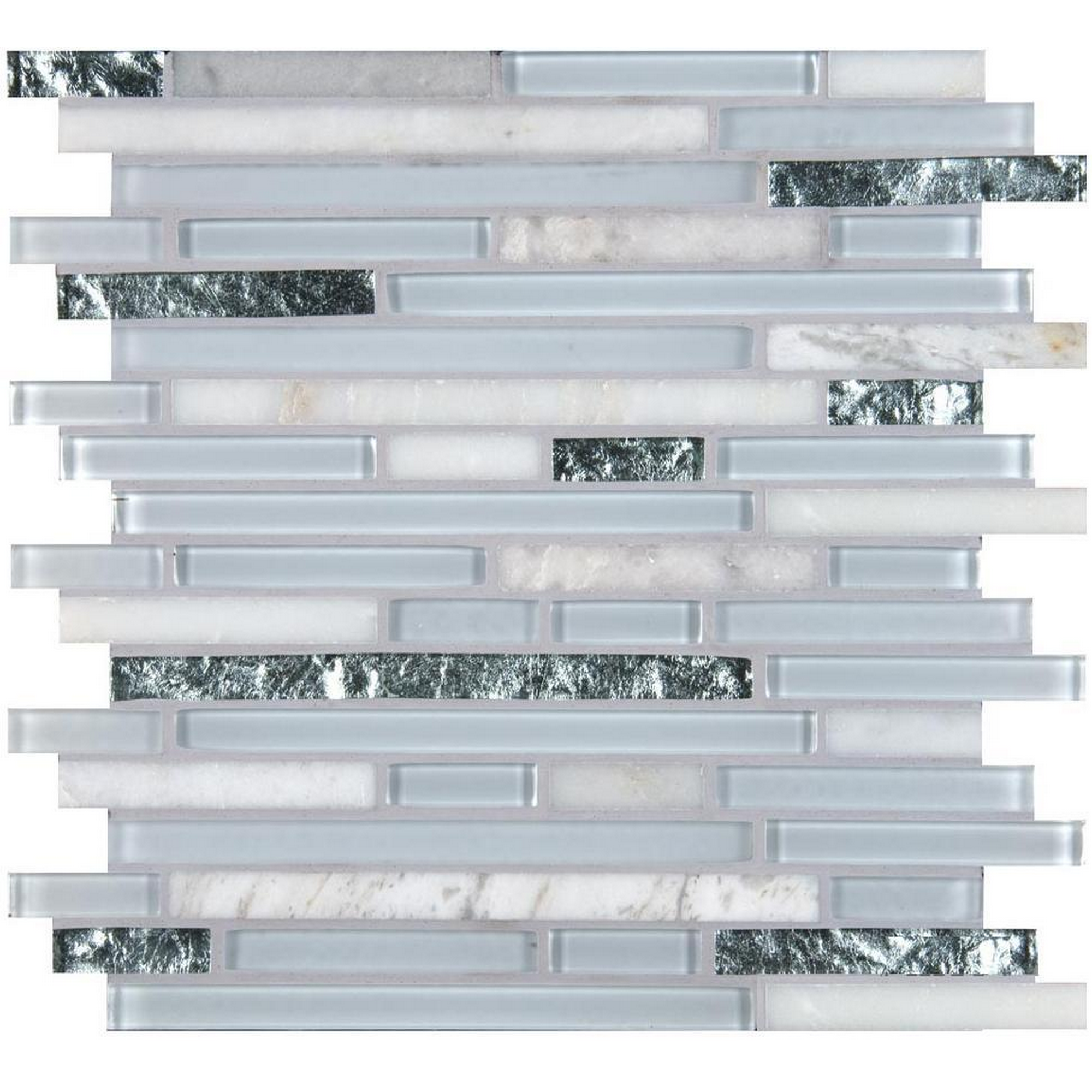 Mosaikfliese 'Cristallo ' Glas, Naturstein weiß-grau 30,5 x 30,5 cm + product picture